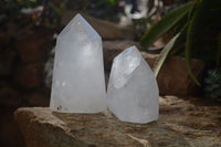 Polished Large Clear Quartz Points x 2 From Madagascar