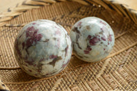 Polished Small Pink Rubellite Tourmaline In White Feldspar & Blue Lithium Spheres  x 2 From Madagascar - TopRock