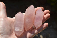 Polished Double Terminated Gemmy Rose Quartz Points x 12 From Madagascar - TopRock