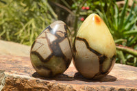 Polished Septaria Dragon's Eggs (Calcite & Aragonite) x 3 From Mahajanga, Madagascar - TopRock