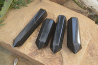 Polished Double Terminated Black Basalt Points  x 4 From Antsirabe, Madagascar