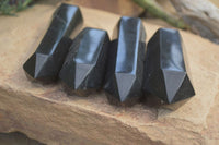 Polished Double Terminated Black Basalt Points  x 4 From Antsirabe, Madagascar