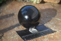 Polished  Schorl Black Tourmaline Spheres x 3 From Madagascar