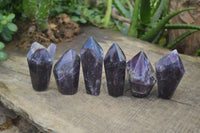 Polished Dark Chevron Amethyst Points  x 6 From Zambia - Toprock Gemstones and Minerals 