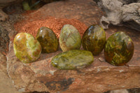 Polished  Green Opal Standing Free Forms  x 6 From Madagascar