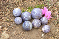 Polished Purple Lepidolite Crystal Spheres  x 8 From Madagascar - TopRock