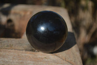 Polished  Schorl Black Tourmaline Spheres x 3 From Madagascar