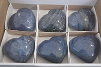 Polished Blue Lazulite Hearts  x 6 From Madagascar