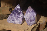 Polished  Beautiful Pale Lepidolite Standing Free Forms  x 2 From Zimbabwe