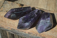 Polished Dark Chevron Amethyst Points  x 6 From Zambia - Toprock Gemstones and Minerals 