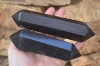 Polished Double Terminated Black Basalt Points  x 4 From Antsirabe, Madagascar