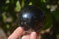 Polished  Schorl Black Tourmaline Spheres x 3 From Madagascar