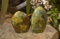 Polished  Green Opal Standing Free Forms  x 6 From Madagascar