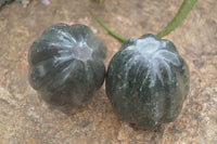 Polished Green Serpentine Pumpkin Carvings  x 2 From Zimbabwe - Toprock Gemstones and Minerals 