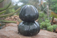 Polished Green Serpentine Pumpkin Carvings  x 2 From Zimbabwe - Toprock Gemstones and Minerals 