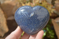 Polished Blue Lazulite Hearts  x 6 From Madagascar