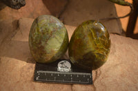 Polished  Green Opal Standing Free Forms  x 6 From Madagascar