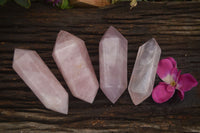 Polished Double Terminated Pink Rose Quartz Points  x 4 From Ambatondrazaka, Madagascar - TopRock