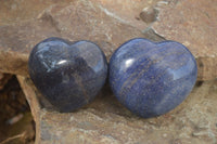 Polished Blue Lazulite Hearts  x 4 From Madagascar - Toprock Gemstones and Minerals 