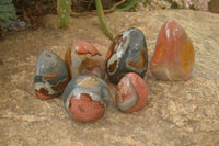 Polished Polychrome Jasper Standing Free Forms  x 6 From Madagascar