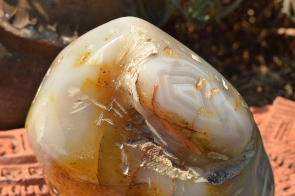 Polished Banded Agate Geode Standing Free Form  x 1 From Madagascar - TopRock