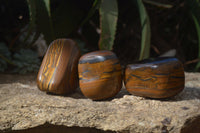 Polished Golden Tigers Eye Free Forms x 4 From Prieska, Northern Cape