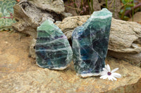 Polished Watermelon Fluorite Standing Slabs  x 2 From Uis, Namibia - TopRock