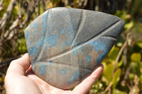 Polished Blue Spotted Spinel Standing Leaf Sculptures  x 2 From Madagascar - TopRock