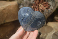 Polished Blue Lazulite Hearts  x 6 From Madagascar