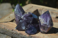 Polished Dark Chevron Amethyst Points  x 6 From Zambia - Toprock Gemstones and Minerals 