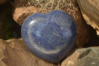 Polished Blue Lazulite Hearts  x 4 From Madagascar - Toprock Gemstones and Minerals 