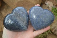 Polished Blue Lazulite Hearts  x 6 From Madagascar