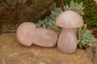 Polished Gemmy Pink Rose Quartz Mushrooms  x 6 From Madagascar - TopRock