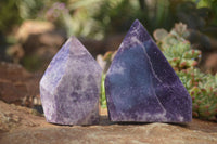 Polished  Beautiful Pale Lepidolite Standing Free Forms  x 2 From Zimbabwe