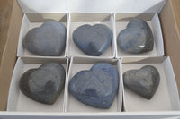 Polished Blue Lazulite Hearts  x 6 From Madagascar