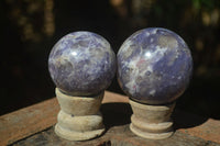 Polished Purple Lepidolite With Rubellite Spheres  x 6 From Madagascar - Toprock Gemstones and Minerals 