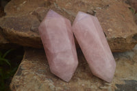 Polished Double Terminated Pink Rose Quartz Points  x 4 From Ambatondrazaka, Madagascar - TopRock