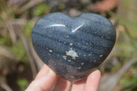 Polished Blue Lazulite Hearts  x 6 From Madagascar