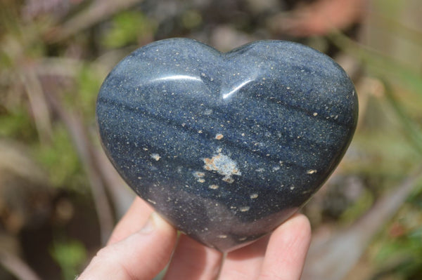 Polished Blue Lazulite Hearts  x 6 From Madagascar