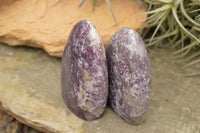 Polished Purple Lepidolite Standing Free Forms  x 3 From Madagascar - TopRock