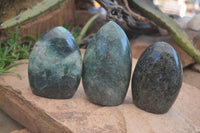 Polished Green Fuchsite Quartz Standing Free Forms  x 3 From Madagascar - Toprock Gemstones and Minerals 