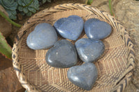 Polished Blue Lazulite Hearts  x 6 From Madagascar