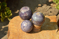 Polished Purple Lepidolite Crystal Spheres  x 8 From Madagascar - TopRock