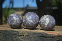 Polished Purple Lepidolite With Rubellite Spheres  x 6 From Madagascar - Toprock Gemstones and Minerals 