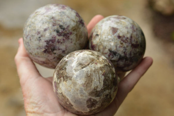 Polished Rubellite Pink Tourmaline In Matrix Spheres  x 6 From Madagascar - TopRock