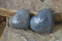 Polished Blue Lazulite Hearts  x 6 From Madagascar