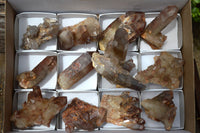 Natural Red Hematoid Phantom Quartz Crystals/Clusters x 12 From Zimbabwe - TopRock