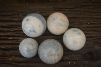 Polished Blue Spotted Spinel Quartz Spheres x 5 From Madagascar