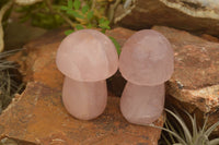 Polished Gemmy Pink Rose Quartz Mushrooms  x 6 From Madagascar - TopRock