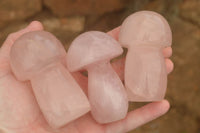 Polished Gemmy Pink Rose Quartz Mushrooms  x 6 From Madagascar - TopRock